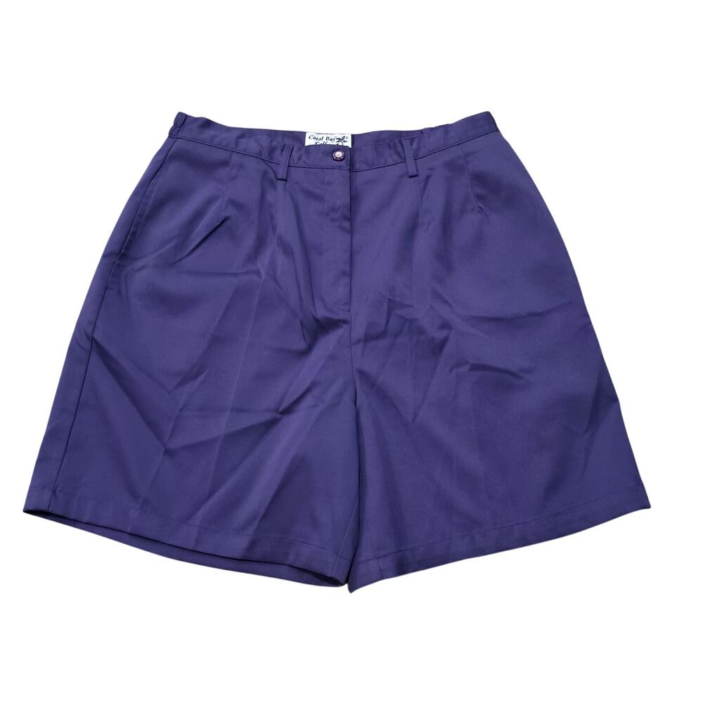 Coral Bay Golf Purple Mid Rise Pleated Shorts